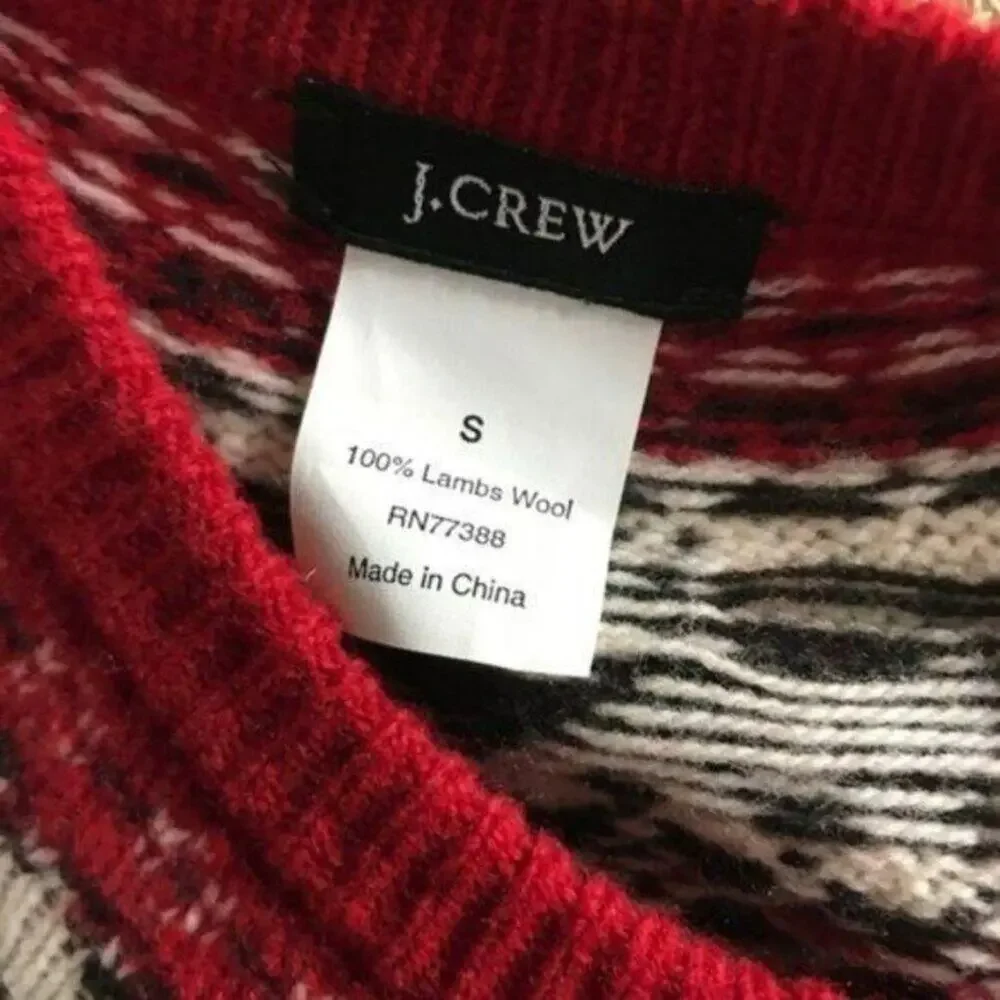 J Crew Scottie Dog Red Lambs Wool Cardigan Small